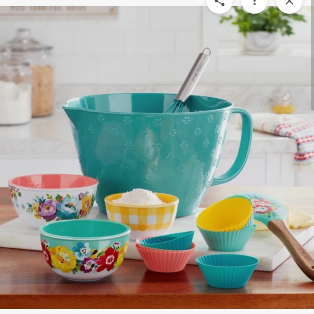 NWT Pioneer Woman Sweet Romance Melamine 14 Piece Batter Bowl Set